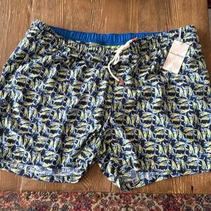 Tommy Bahama moored marlin print Swim Trunks Mesh Lined Mens 3XLB Blue Pockets